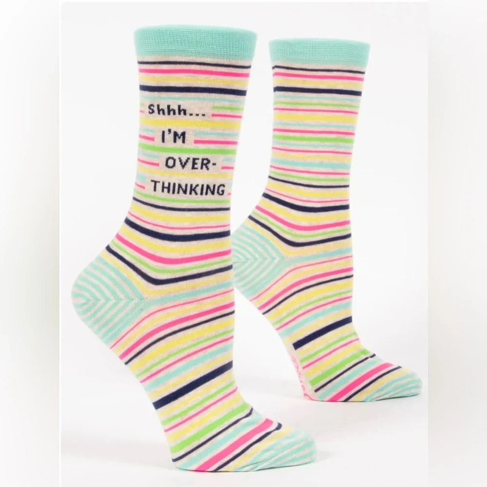 Shhh I'm Overthinking W-Crew Socks- Women’s‎ Size 5-10